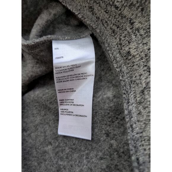 Mens Eddie Bauer Radiator Fleece Snap Mock Pullover Sweater XXL 2XL Gray Heather - Picture 9 of 11